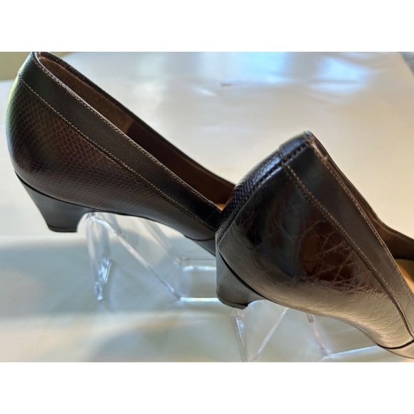 Women's Easy Spirit Brown Kid Reptile Slip On Size 9 Dress Shoe Primavera - Picture 7 of 10